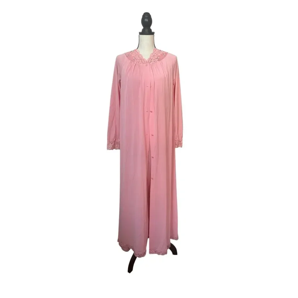 Shadowline Vintage Nightgown & Robe Set Women's Petite Small Embroidered Lace - Picture 2 of 10